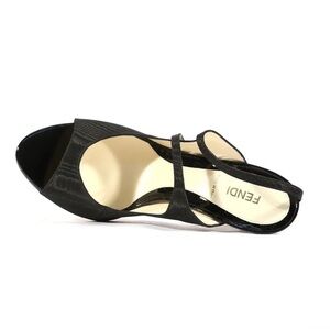 Fendi Vintage Black Satin Ankle Wrap Heel in Size 9